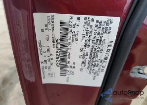 2009 Mercury Grand Marquis Ls из США, поврежденный, VIN 2MEHM75V59X625530